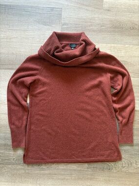 Talbots 100% Cashmere Cowl Neck Pullover Sweater M Rust Orange